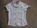 nieuw ecru linnen bloesje met ruches, mt 122 / 128, Verzenden, Nieuw, Meisje, Overhemd of Blouse