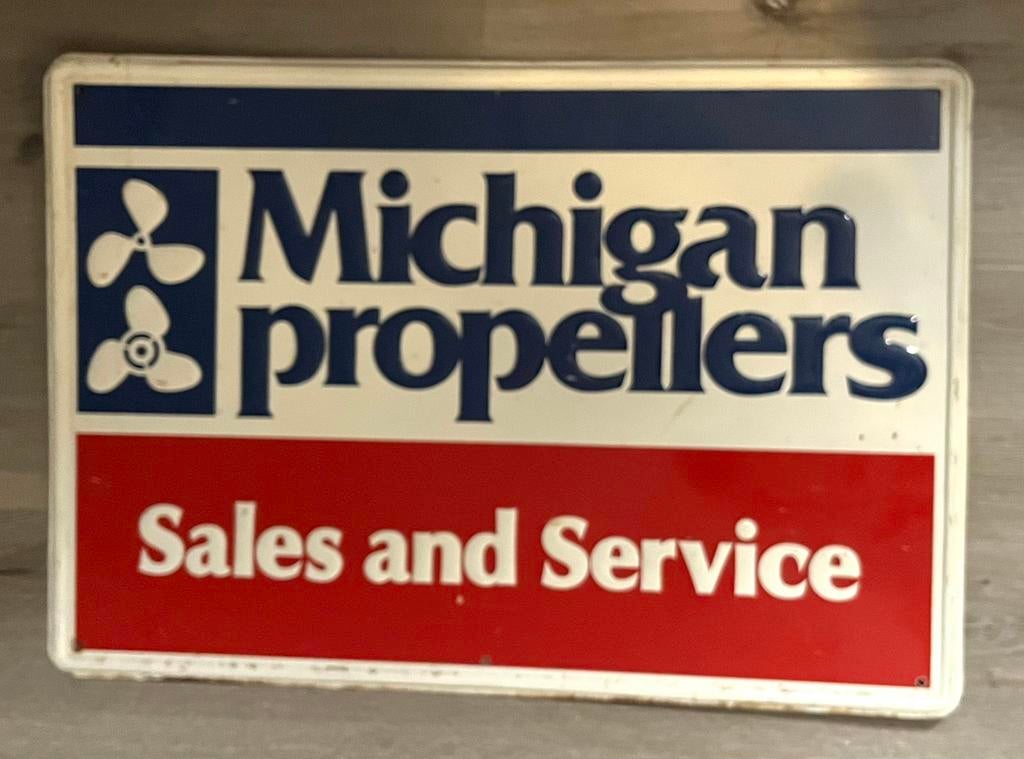 Vintage Michigan Propellers Reclamebord Aluminium, Verzamelen, Merken en Reclamevoorwerpen, Ophalen of Verzenden, Gebruikt, Reclamebord
