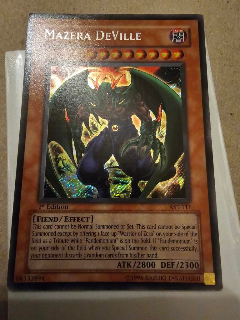 Yu-Gi-Oh! Mazera Deville AST-111 1st Edition Foil, Ophalen of Verzenden, Zo goed als nieuw, Losse kaart, Foil