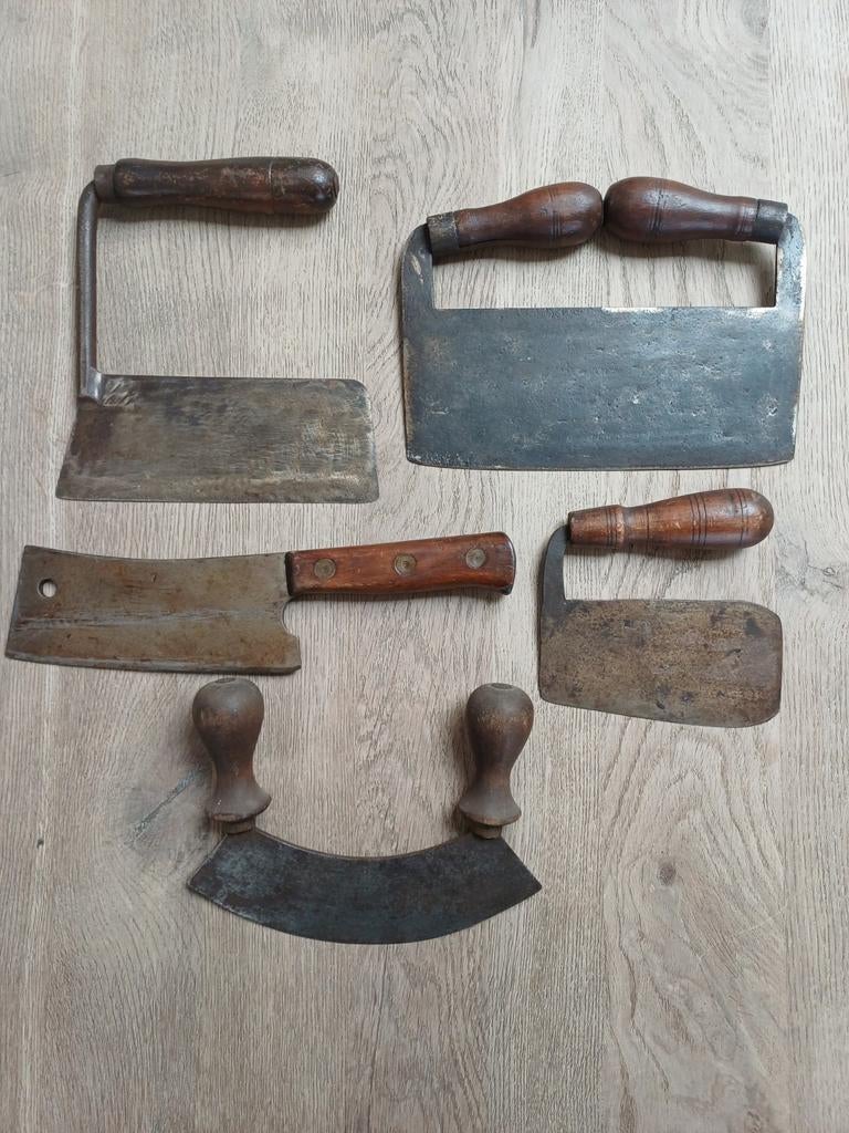 Set van 5 Antieke Hakmessen en Wiegemessen, Antiek en Kunst, Ophalen of Verzenden