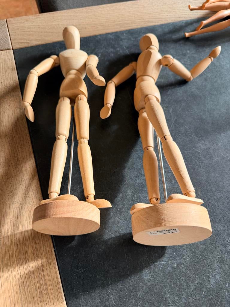 2 houten IKEA tekenpopjes, Ophalen of Verzenden, Gebruikt