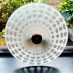 Antiek / Mid Century Lamp Schaallamp met Teak Houten Detail, Ophalen of Verzenden, Zo goed als nieuw, Glas, Mid century