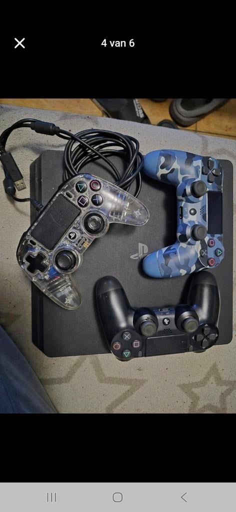 PS4 1 TB slim met 3 controllers en nieuwe headset, Ophalen of Verzenden, Zo goed als nieuw, 1 TB, Met 3 controllers of meer