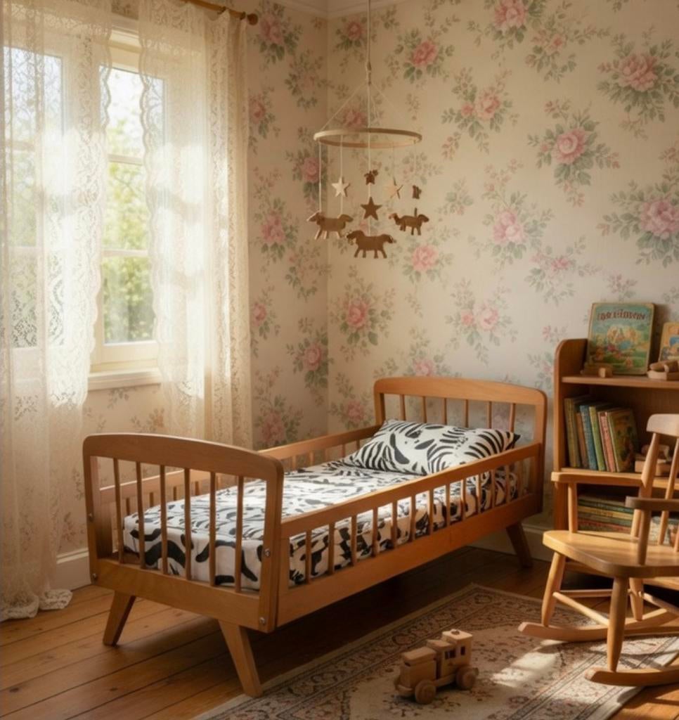 RETRO VINTAGE PEUTERBEDJE uit de SIXTIES, Kinderen en Baby's, Kinderkamer | Bedden, Ophalen