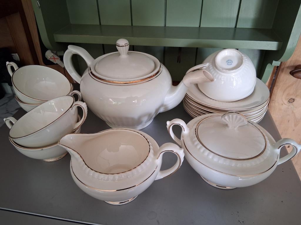 Mosa Maastricht servies theepot suiker en melk kopjes, Antiek en Kunst, Ophalen of Verzenden