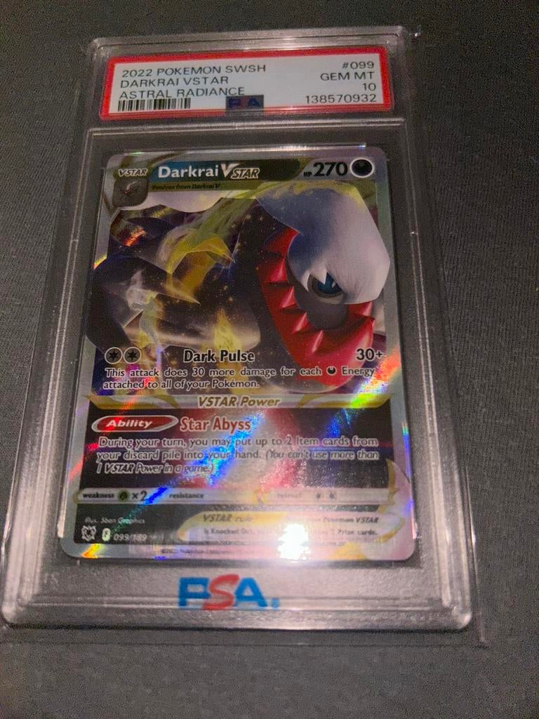Darkrai vstar astral radiance psa graded 10, Ophalen of Verzenden, Zo goed als nieuw