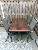 Tuinmeubelset met 4 verstelbare stoelen - Sud, Tuin en Terras, Ophalen, 4 zitplaatsen, Gebruikt, Eettafel