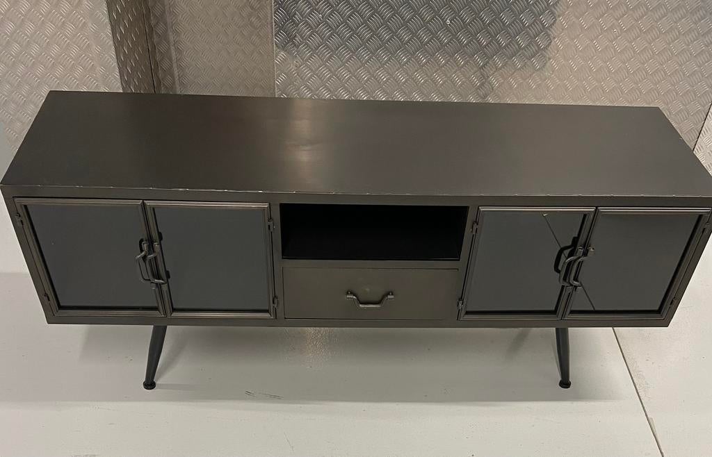 Industrieel tv meubel zwart dressoir, Ophalen, 100 tot 150 cm, Zo goed als nieuw, Minder dan 100 cm