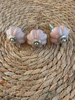 3x deurknop oudroze keramiek, Ophalen of Verzenden, Roze, Overige materialen, Knopjes of Stekers