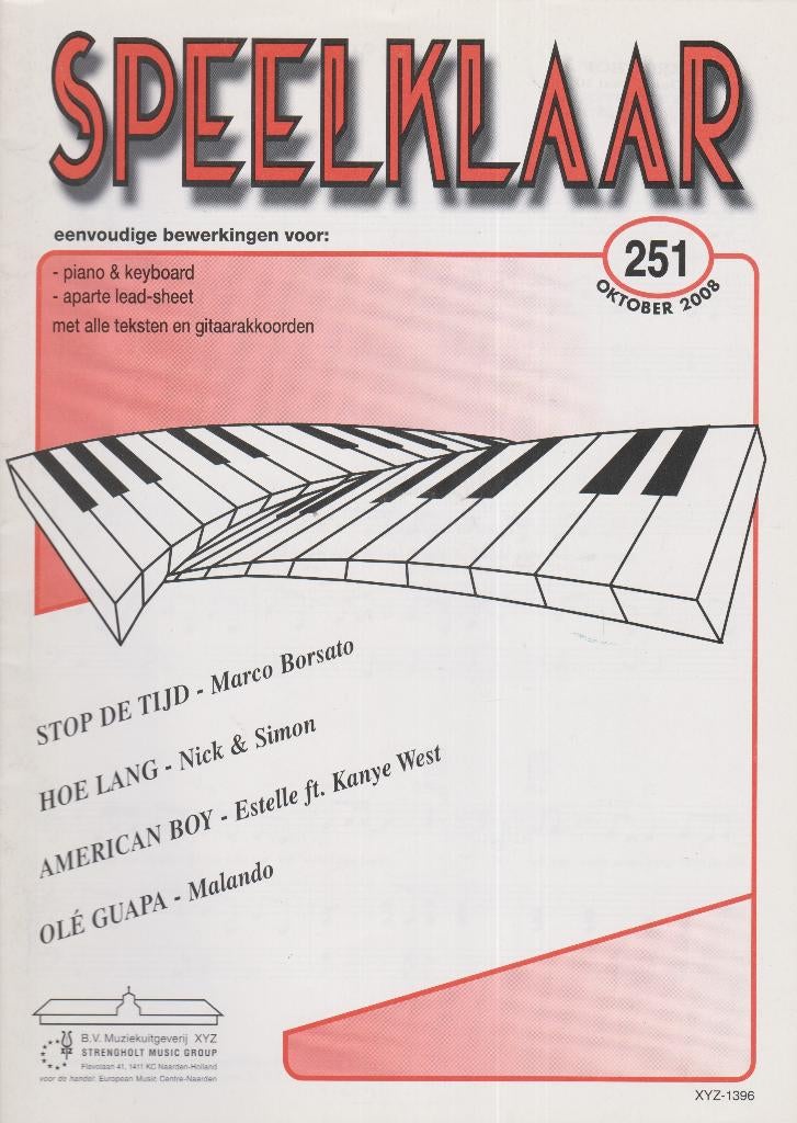 SPEELKLAAR 251 – OKTOBER 2008, Muziek en Instrumenten, Bladmuziek, Gebruikt, Ophalen of Verzenden, Artiest of Componist, Keyboard