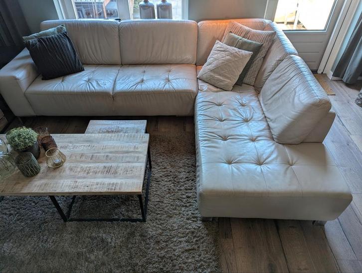 Montel leren hoekbank, Huis en Inrichting, Banken | Complete zithoeken, Gebruikt, Ophalen