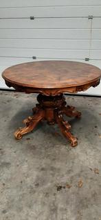 Schitterende massief notenhouten eettafel, met 4 stoelen, Ophalen