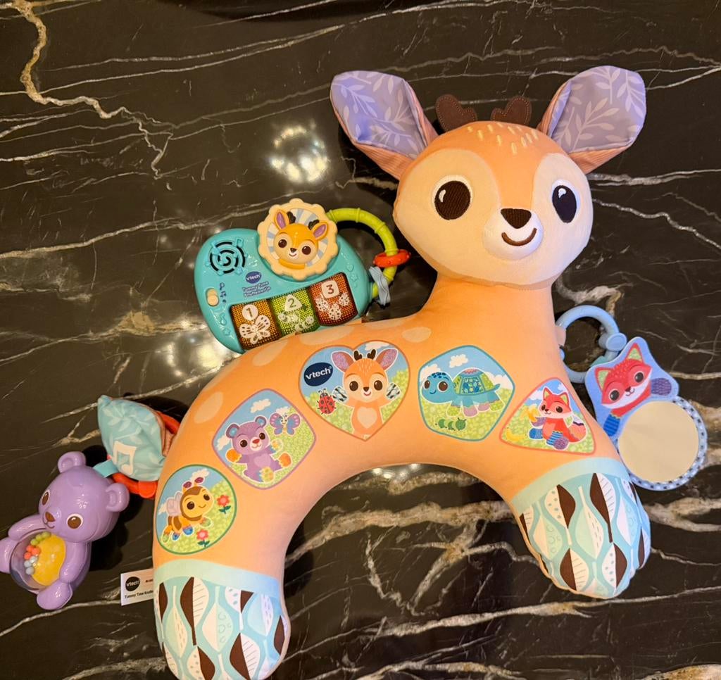 VTECH - TummyTime Knuffel Hertje - Licht & Geluid, Ophalen of Verzenden, Zo goed als nieuw, 6 maanden tot 2 jaar