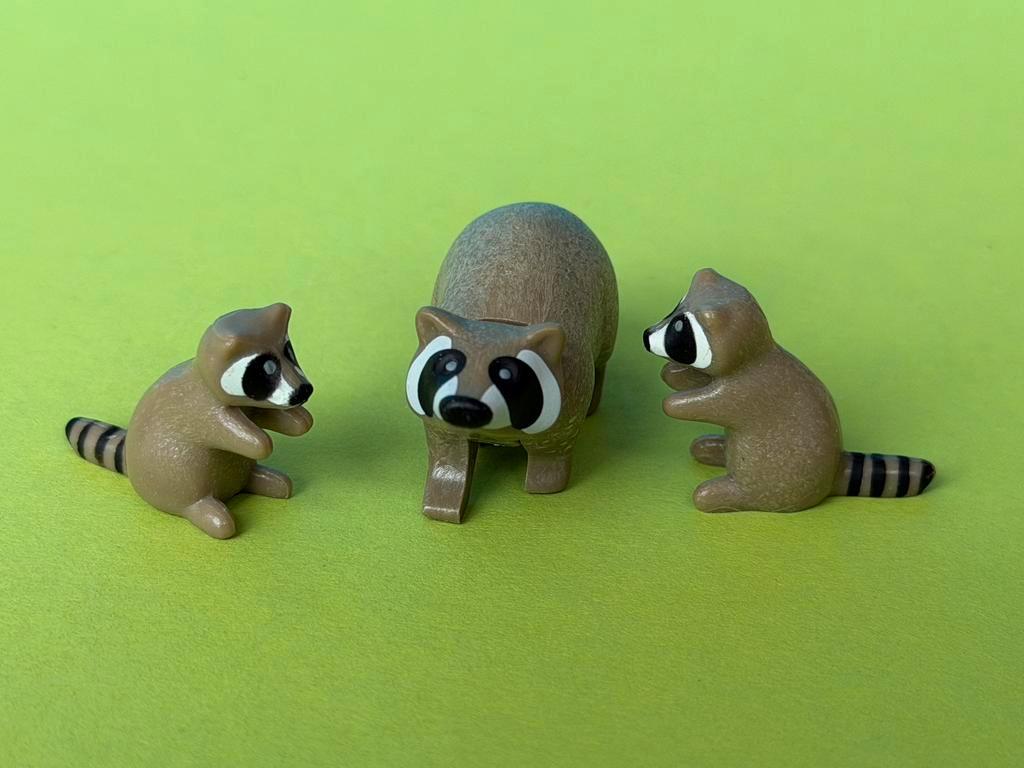 Mrt 561: playmobil: dieren: wasbeer met 2 kleintjes, Kinderen en Baby's, Speelgoed | Playmobil, Ophalen of Verzenden, Gebruikt