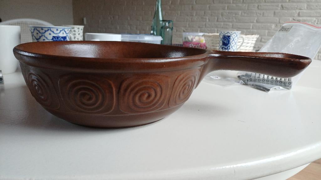 Vintage BAY West Duitsland ovenschaal met steel bruin, Ophalen