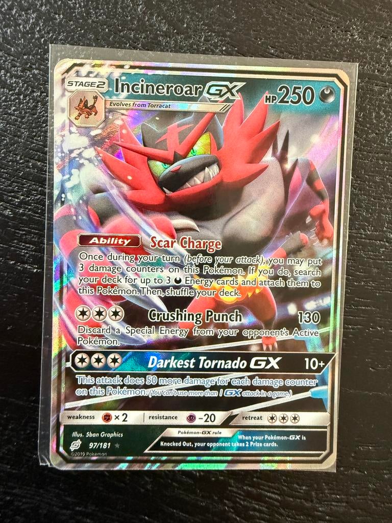Incineroar gx 97 pokemonkaart, Ophalen of Verzenden, Zo goed als nieuw