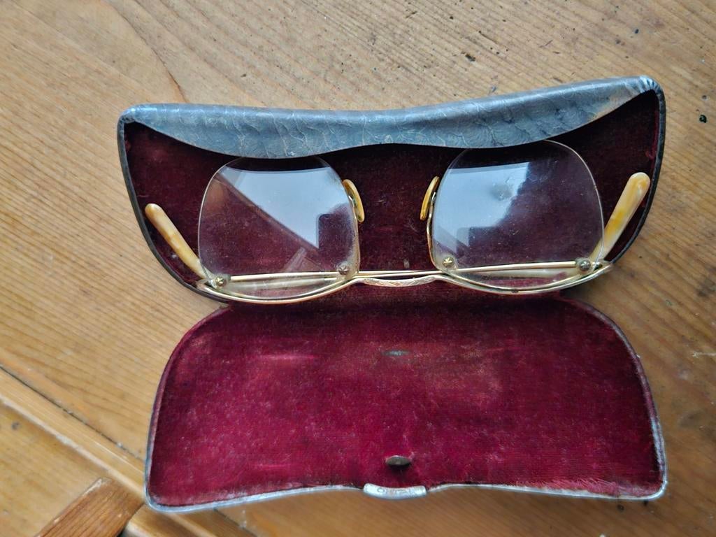 Antieke bril met originele brillenkoker (Optal), Verzenden, Bril, Overige merken