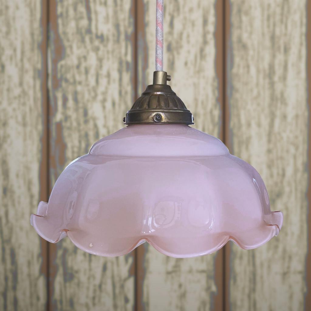 Antieke Hanglamp Opaline Bloem, Antiek en Kunst, Antiek | Lampen, Ophalen of Verzenden