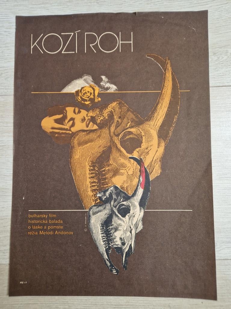 Vintage jaren 70 Bulgaarse filmposter cultfilm Kozí Roh, Ophalen of Verzenden, Gebruikt, A1 t/m A3, Film en Tv