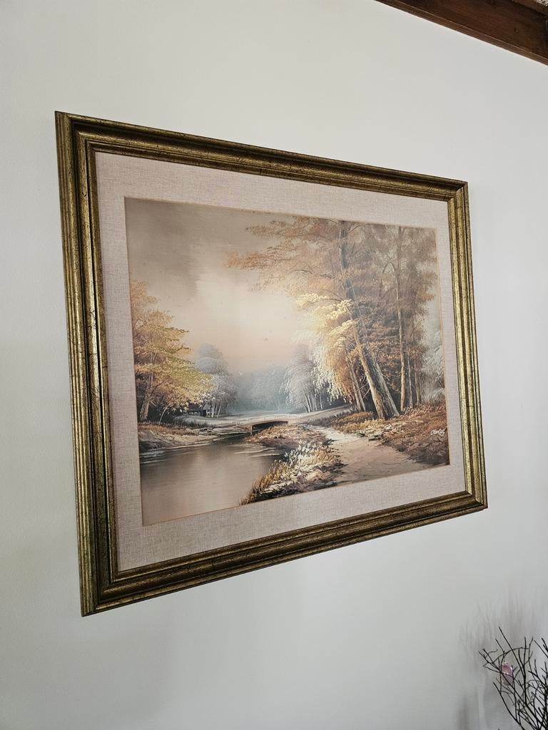 Drukprint schilderij met gouden en zilveren accenten, Antiek en Kunst, Ophalen