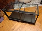 Zwarte salontafel met glas, Ophalen, 100 tot 150 cm, 50 tot 100 cm, Glas