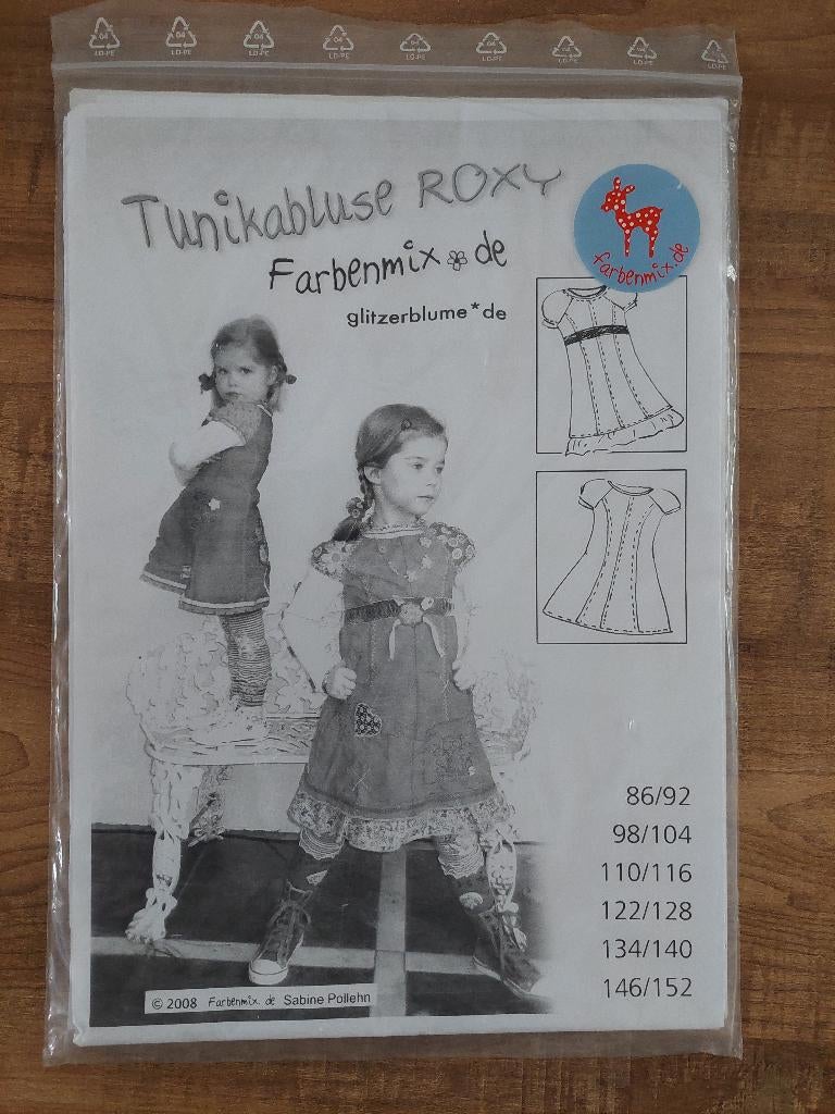 Meisjes naaipatroon Farbenmix Roxy  jurkjes / tuniek, blouse, Hobby en Vrije tijd, Kledingpatronen, Overige merken, Overige typen