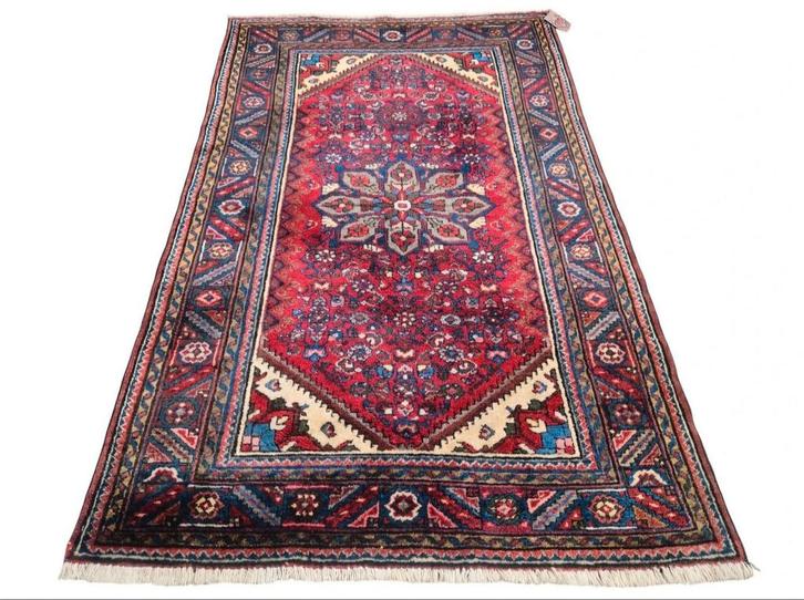 Handgeknoopt Perzisch wol Nahavand tapijt 109x158cm, Huis en Inrichting, Stoffering | Tapijten en Kleden, Gebruikt, 100 tot 150 cm