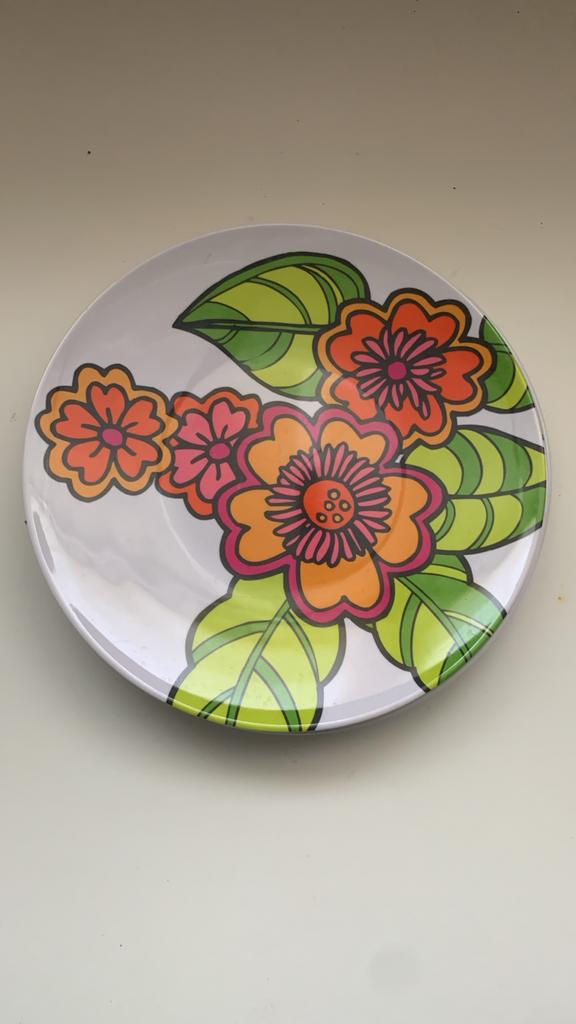 3 kunststof HEMA borden met bloemenprint, Overige materialen, Gebruikt, Ophalen of Verzenden, Bord(en)