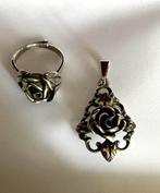 Teka Theodoor Klotz zilveren roos ring en hanger 925, Ophalen of Verzenden, Zilver, Hanger