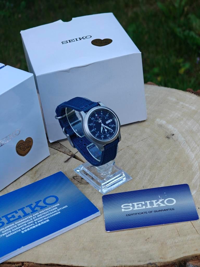 Seiko 5 Military Automatic - SNK807 - Blauw, Ophalen of Verzenden, Blauw, IOS