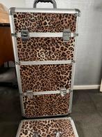 Kappers trolley met inhoud - Leopard print, Ophalen, Gebruikt, Bruin, Hardcase
