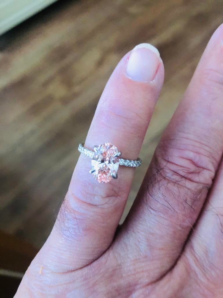 FANCY VIVID PINK DIAMANT 2.50 carats RING, Sieraden, Tassen en Uiterlijk, Ringen, Ophalen of Verzenden, Zo goed als nieuw, 17 tot 18