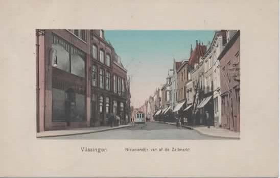 Vlissingen Nieuwendijk van af de Zeilmarkt electr. tram, Verzamelen, Verzenden, Voor 1920, Gelopen, Zeeland