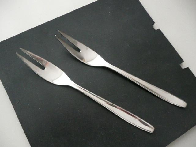 Gero Zilmeta Forli / BK Gouwe vleeswarenvorkjes uit 1960, Ophalen of Verzenden, Gebruikt, Rvs of Chroom