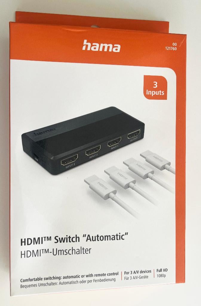 Hama HDMI Switch, 3 input, 1 output, Ophalen of Verzenden, Nieuw, Minder dan 2 meter, HDMI-kabel