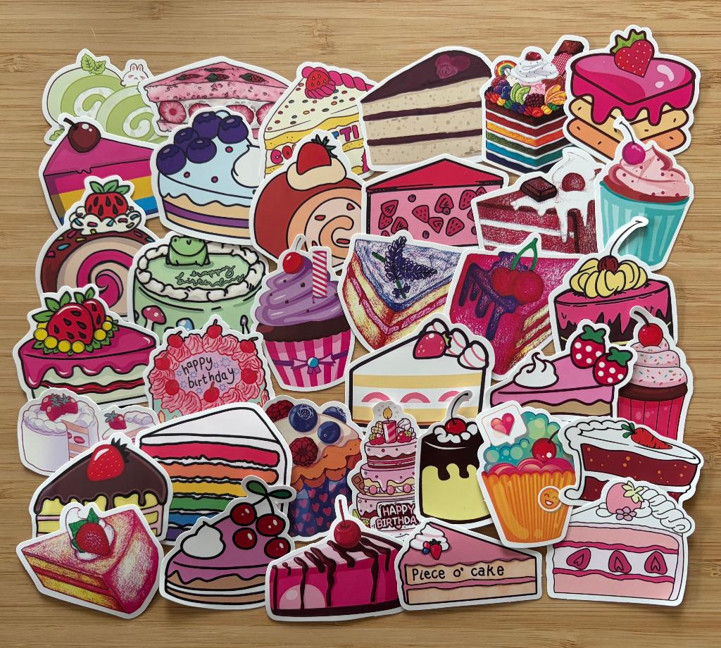 Taart, cupcakes stickers, Verzenden, Nieuw, Meerdere stickers