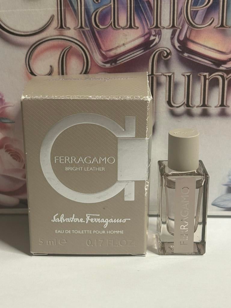 Salvatore Ferragamo - bright leather miniature 5ml edt homme, Ophalen of Verzenden, Nieuw, Miniatuur, Gevuld