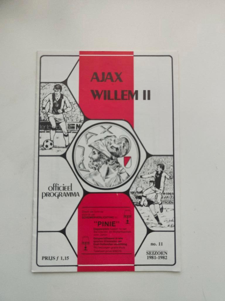 AJAX - Willem II Programmablad seizoen 1981-1982 no 11, Verzenden, Zo goed als nieuw, Ajax, Overige typen