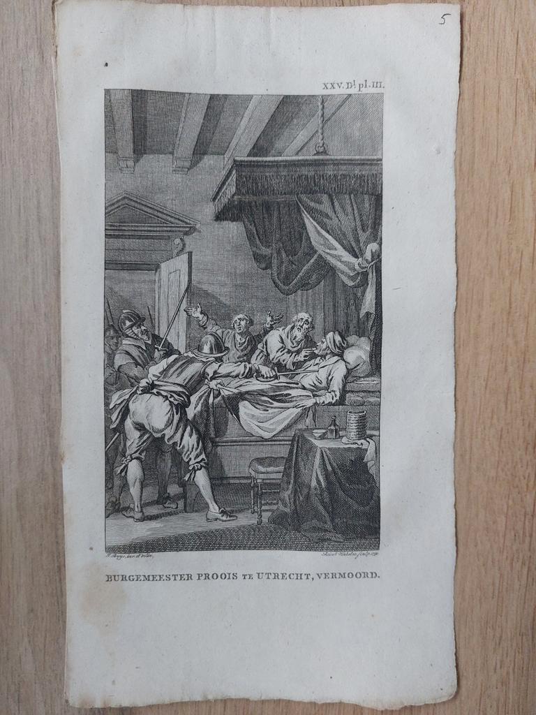 5 / Burgemeester Proois te Utrecht vermoord - Gravure 1791, Ophalen of Verzenden