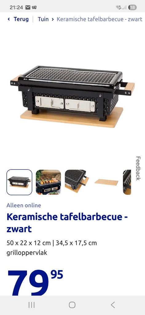 Keramische Tafelbarbecue - Zwart, Tuin en Terras, Ophalen of Verzenden, Nieuw, Onbekend