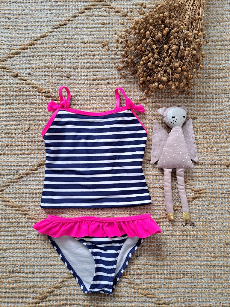 Blauw/wit/roze tankini / bikini maat 92, Kinderen en Baby's, Kinderkleding | Maat 92, Ophalen of Verzenden, Zo goed als nieuw