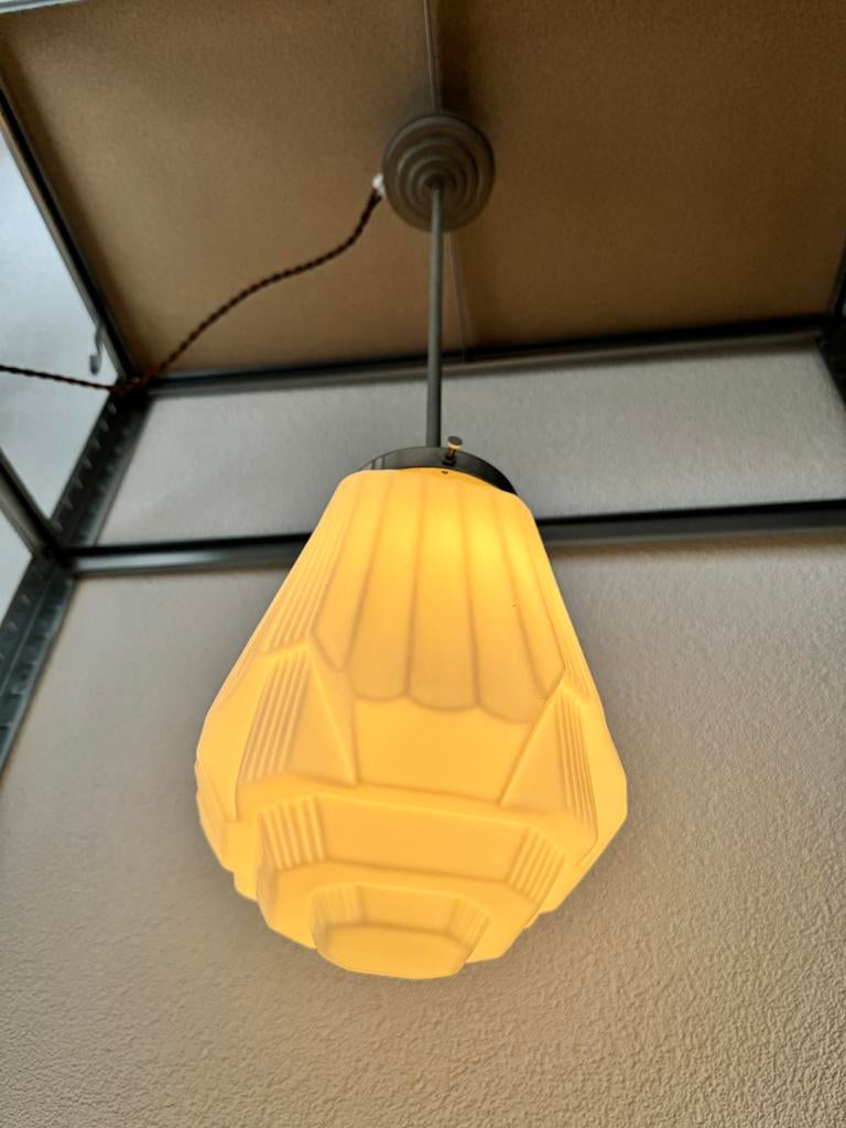 Art nouveau school pendule hanglamp, Ophalen of Verzenden