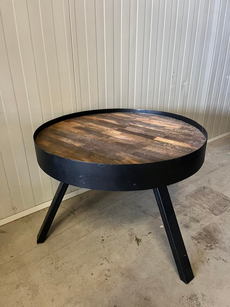 Industriele salontafel moet zsm weg!, Huis en Inrichting, Tafels | Salontafels, Ophalen, 100 tot 150 cm, Rond, 50 tot 100 cm