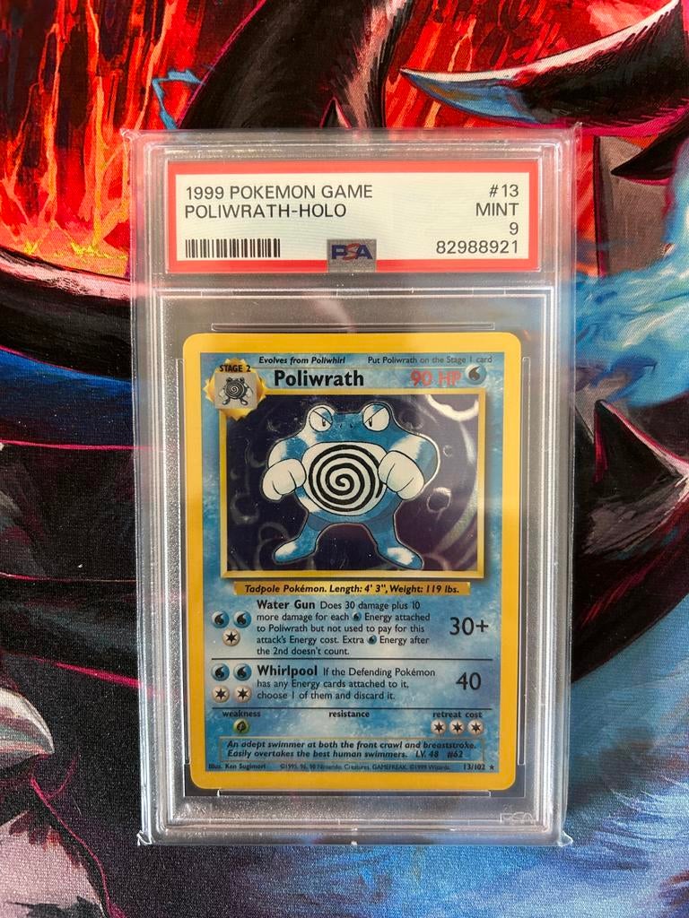PSA 9 1999 Pokémon Poliwrath Holo, Hobby en Vrije tijd, Verzamelkaartspellen | Pokémon, Ophalen of Verzenden, Zo goed als nieuw