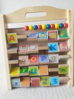 Houten Telraam met ABC-blokken en Speelklok met wijzers, Ophalen of Verzenden, Zo goed als nieuw