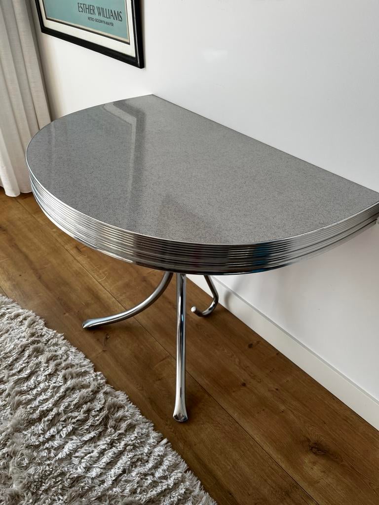 Unieke retro/vintage jaren '50 halfronde wandtafel, Ophalen, Gebruikt, 50 tot 100 cm, Overige vormen