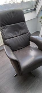 Bruine leren fauteuil, Ophalen of Verzenden, Zo goed als nieuw, 50 tot 75 cm, Leer