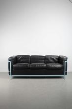 Cassina Le Corbusier bank LC2 3-zits Zwart leer – Grijs, Niet ingevuld, Minder dan 75 cm, 150 tot 200 cm, Niet ingevuld