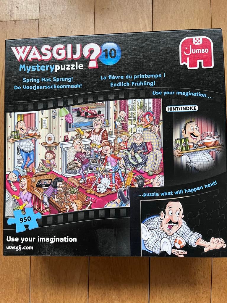 WASGIJ Mysterypuzzel 10 De Voorjaarsschoonmaak (950 stukjes), Ophalen of Verzenden, 500 t/m 1500 stukjes, Gebruikt