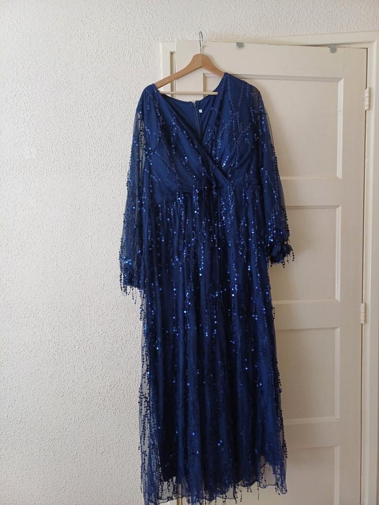 Donkerblauwe galajurk  maat 3XL, Galajurk, Blauw, Maat 46/48 (XL) of groter, Nieuw